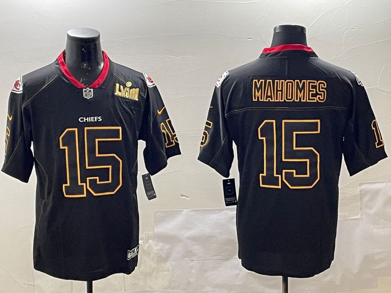 Men Kansas City Chiefs 15 Mahomes Black 2025 Nike Limited NFL Jersey style 2